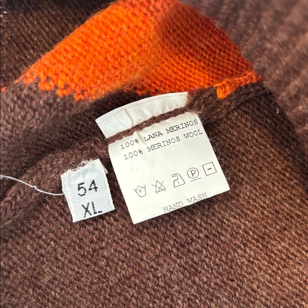Coins Moore Colorful Merino Wool V-Neck Vintage Sweater size‎ XL - Picture 8 of 14